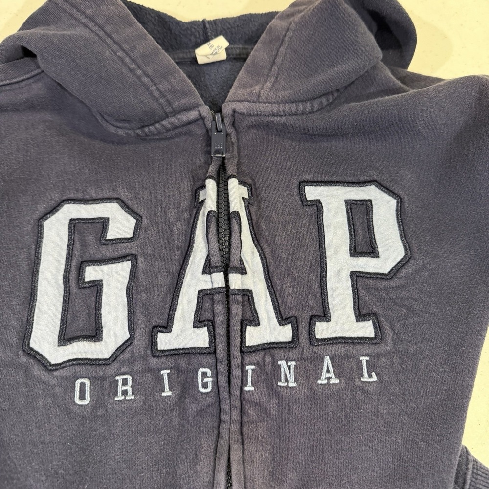 Kids Gap Original Logo Zip Up Hoodie Navy Blue Fleece Sweatshirt Boys Size M (8) - Picture 9 of 9